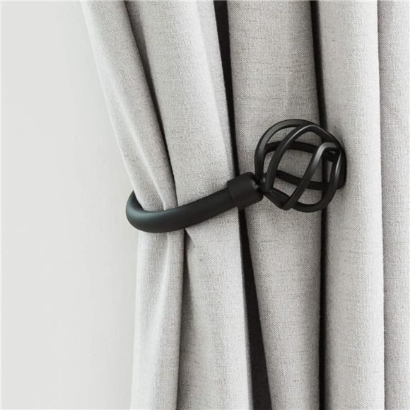 Handmade Metal Curtain Holdback 2pcs,Decoration Matt Black Curtain TieBack Hooks - Picture 1 of 6